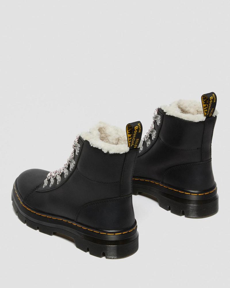 Dr Martens Combs Faux Shearling Gevoerde Winterschoenen Dames Zwart | NL 4OKI